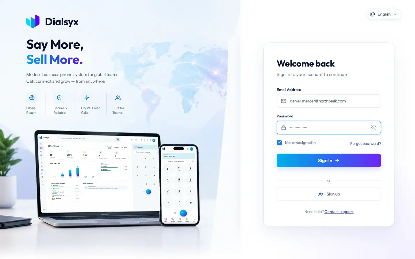 Enter your email and password, then press Sign in.
